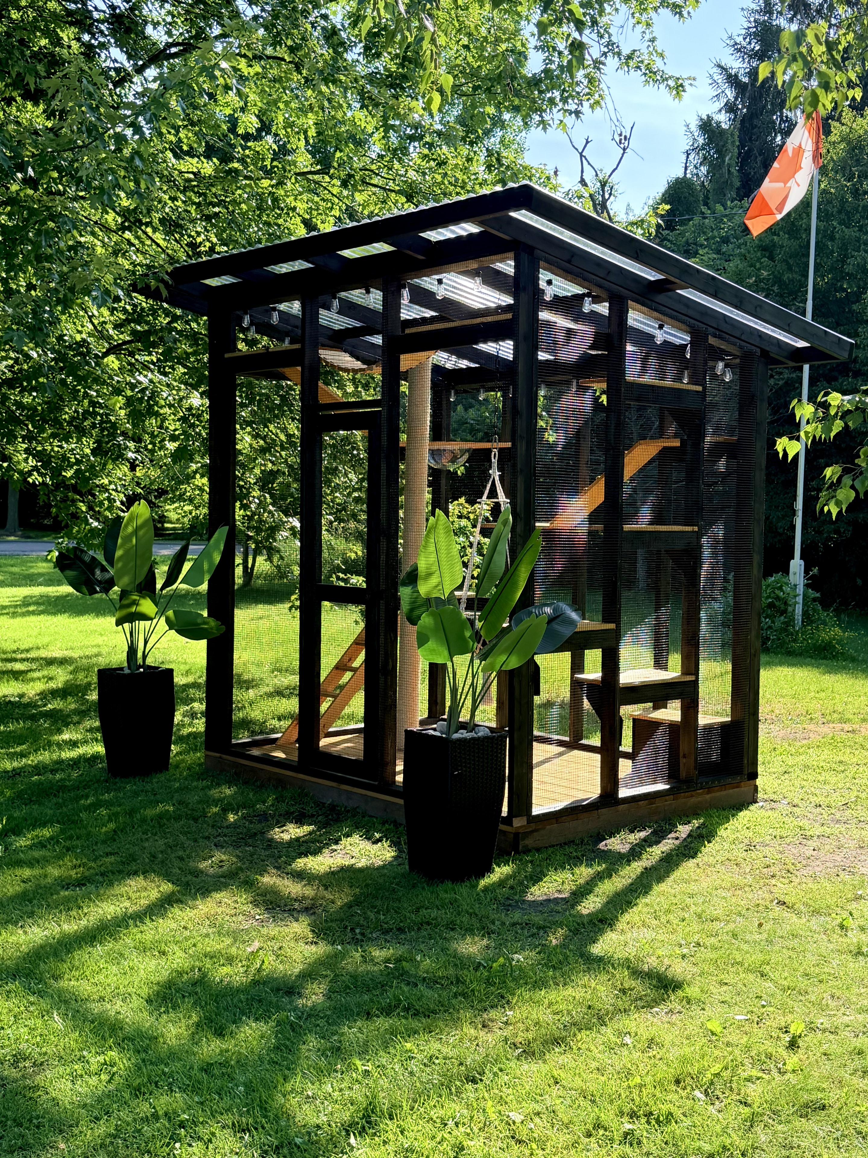 Full exterior side view of luxury catio
