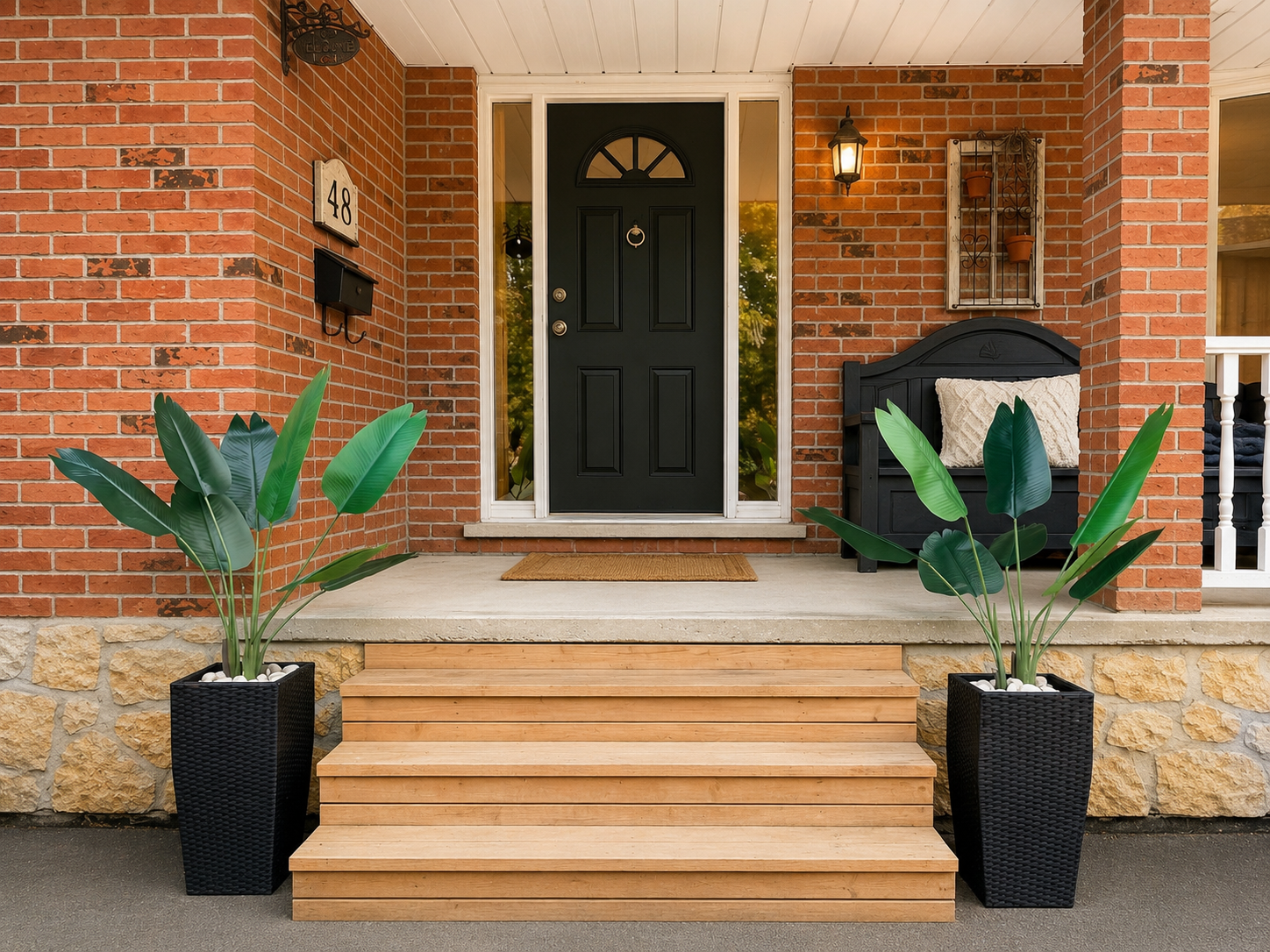 Cedar front porch deck and stairs